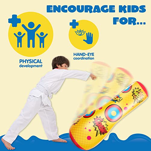 2 Pack Inflatable Bopper, 47 Inches Kids Punching Bag with Bounce-Back Action, Inflatable Punching Bag for Kids - Image 4