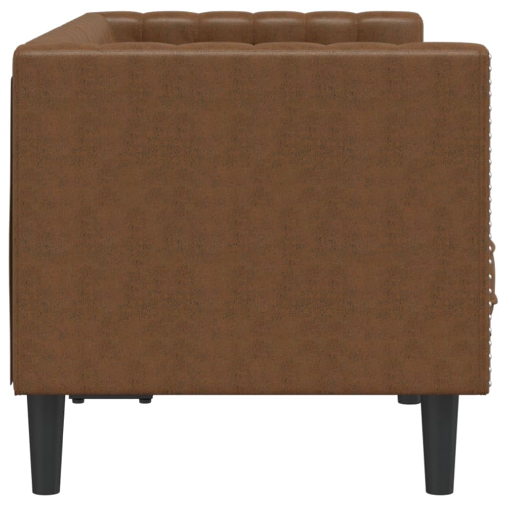 Canapé 2 Places, Causeuse de Salon Fauteuil Sofa 2 Places Chesterfield Marron Similicuir Daim 174 x 74,5 x 70,5 cm
