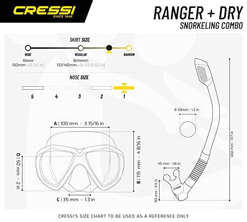 Cressi Ranger & Dry Kit máscara Tubo, Unisex Adulto, Negro/Azul, Talla Única