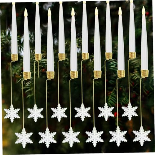 12 Velas LED de Navidad con mando luces sin llama de copo de nieve para hogar 4