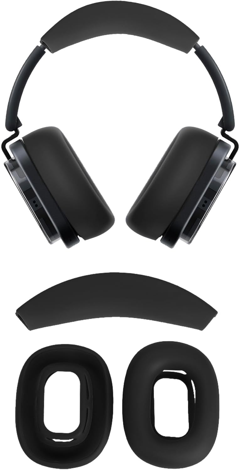 [2Sets] for Nothing Headphone (1) Case Cover,NOUKAJU Silicone Protective Cover,Headphones Accessories,Silicone Ear Pads & Headband,Case for Nothing Headphone 1(Black)