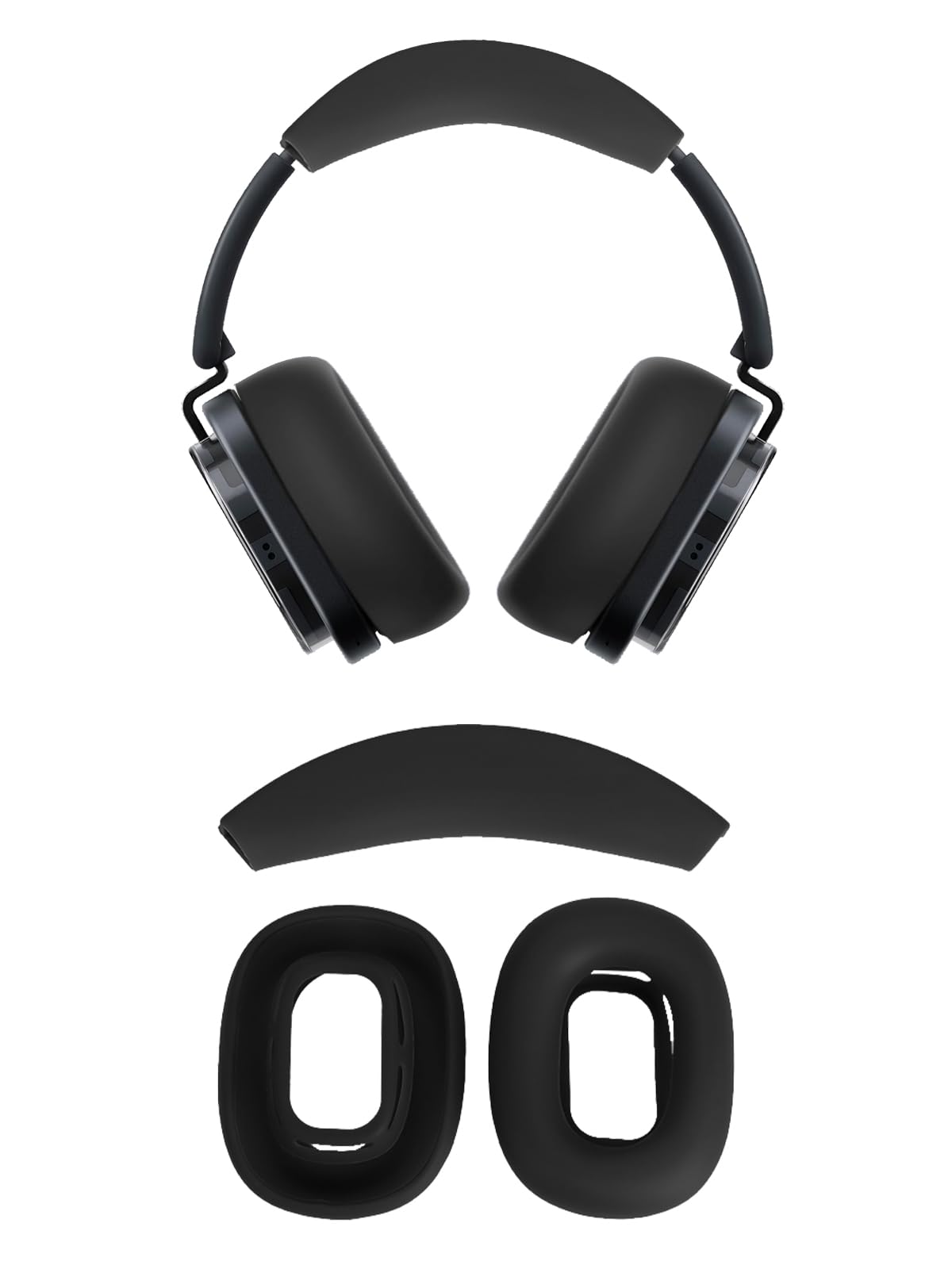 [2Sets] for Nothing Headphone (1) Case Cover,NOUKAJU Silicone Protective Cover,Headphones Accessories,Silicone Ear Pads & Headband,Case for Nothing Headphone 1(Black)