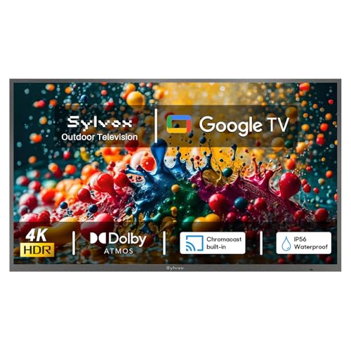 SYLVOX Smart Outdoor TV, 43 inch Outdoor Television Upgraded Google TV, 4K Weatherproof Outside TV,...