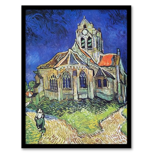 Artery8 Vincent van Gogh The Church at Auvers Oil Painting Framed Wall Art Print Home Décor A4