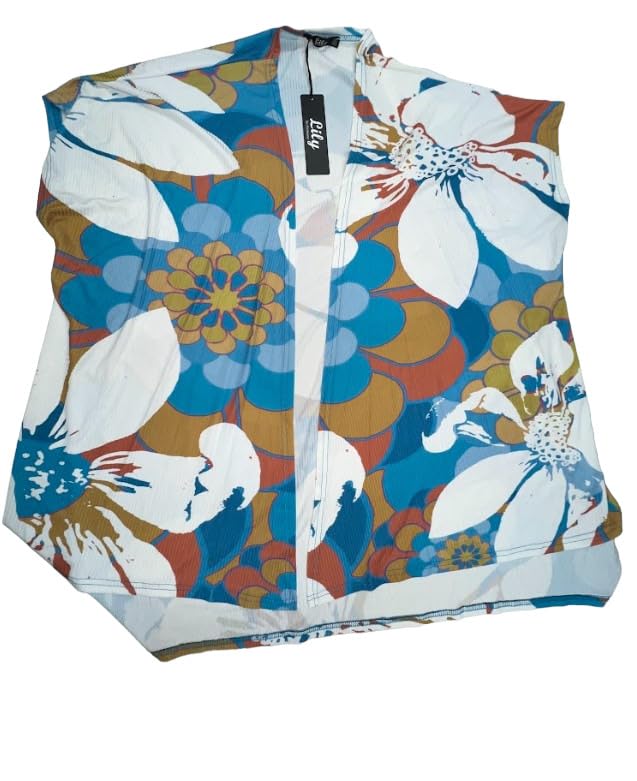Lily by Firmiana Womens Short Sleeves Open Front Floral Multicolor Top Size XL