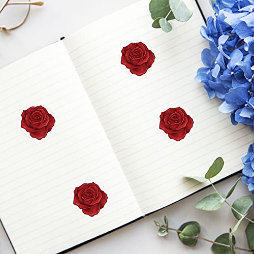 CREATCABIN 128Pcs Red Roses Stickers Flower Vinyl Decal Waterproof Planner Stickers for Water Bottle Laptop Phone Party Invitation Card Scrapbooking Envelope Craft DIY Decorations 1 Inch - Image 4