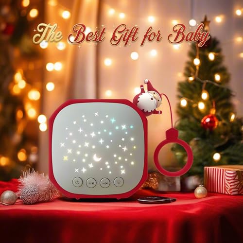 Image of White Noise Sound Machine Baby with Star Projector | Portable Sound Music Soother for Kids & Infants | Perfect Baby Gifts for Christmas Themed Holiday Decor, Car, Travel (Santa Claus)