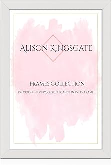 Alison Kingsgate Modern 18X12 White Picture Frames- Engineered Wood Photo Frame with Shatterproof Perspex Front- Ideal for Posters, Certificates & Artwork- Wall Mount or Tabletop Display