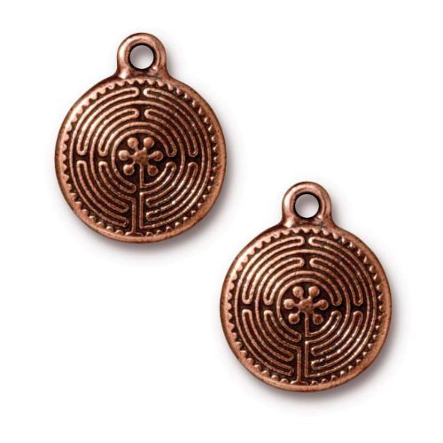 TierraCast Antiqued Copper Plated Labyrinth Pendant Charm 21mm (1)