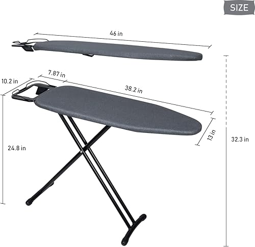 Miniatura 2 de Duwee Tabla de planchar de 13 x 38 pulgadas con cubierta resistente al calor y almohadilla de fieltro gruesa, tabla de planchar grande plegable de
