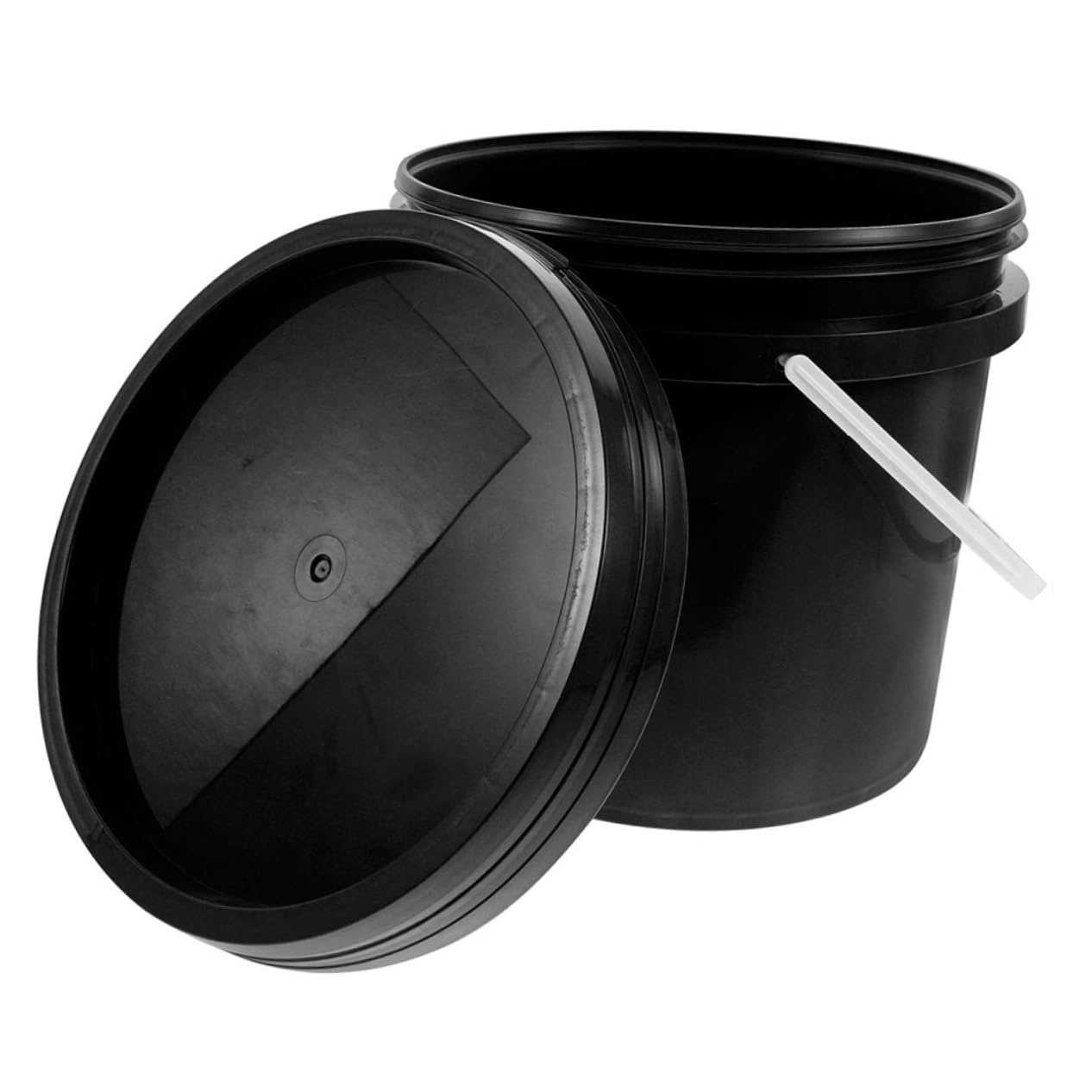 Cubo de Plástico Negro con Tapa Hermética y Asa Ergonómica 10l | Reutilizable para Uso DIY y Profesional, Prevención de Derrames, Contenedor Plástico para Pintura