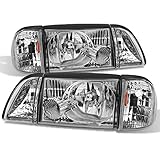 For Mustang Clear Headlights Headlamps w/Corner & Parking Lights 6Pcs Complete Replacement Pair Set