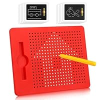 Mexgcom Magnetische Zeichentafel, Magnetspiel für Kinder, Magische Magnetische Zeichenbretter Mit Stift und Karte, zaubermaltafel für Kinder Familienbildung und Schulbildung (Rot)