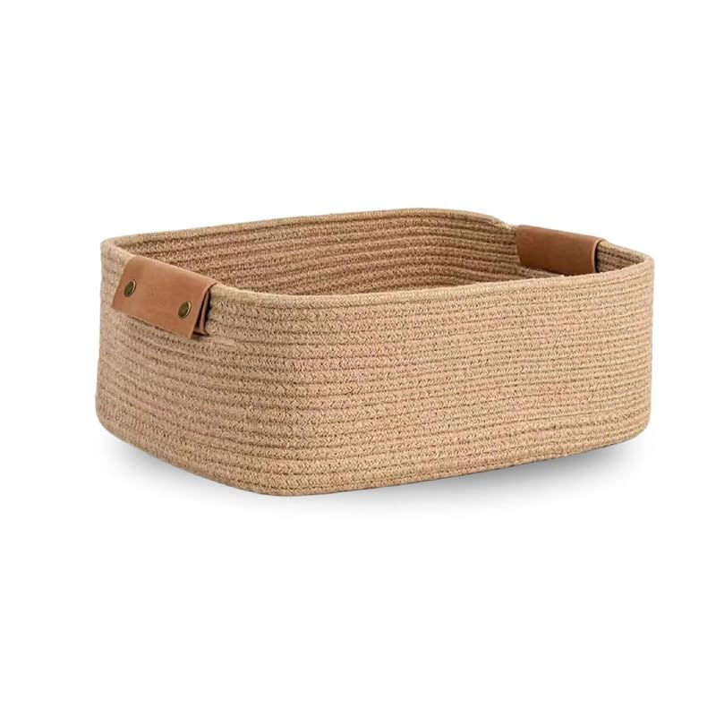 Jute Cotton Storage Gift Basket For Home & Kitchen | Rectangle Case For Closet | Foldable Packing Box | Durable | Multipurpose Busket | Ideal For Gift & Decoration | 12X8 In | Brown-image-46