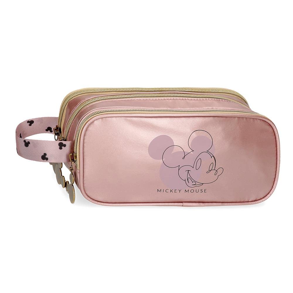 Disney Mickey Outline Estuche Triple Rosa 22x10x9 cms Poliéster