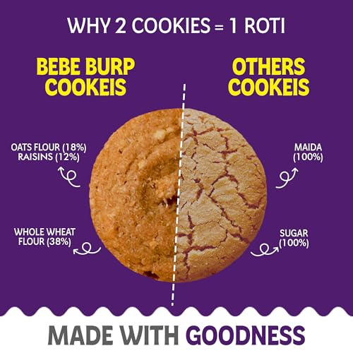 Image of BE'BE' BURP Ragi, Whole Wheat, Oats & Chocolate Cookies | Healthy Oats Biscuits & Ragi Cookies for Kids | Made With Jaggery, Honey & Cow Ghee| No Preservatives or Artificial Flavours | 150g-Pack of 4