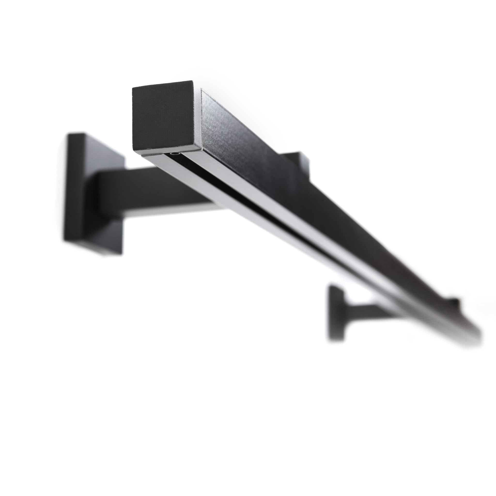 Deco-Raum Gardinenschiene Innenlauf eckig Cube 20x20 mm Schwarz matt, 130 cm, Wandmontage, auf Maß, Flächenvorhang geeignet