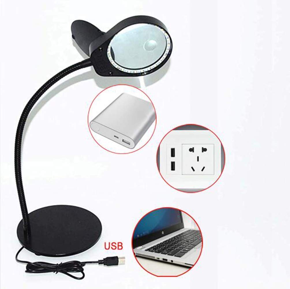 Lampa powiększająca LED, 3x10x lupa w świetle dziennym, bez użycia rąk oraz lampa stołowa i biurkowa, przenośna, regulowana, podświetlana lupa USB do czytania charitable