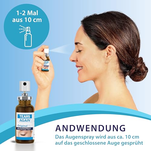 TEARS AGAIN Original XL Augenspray gegen trockene Augen 20ml - auch für Kinder geeignet - Hilft bei müden, brennenden und gereizten Augen - Ohne Konservierungsstoffe - mit Liposomen
