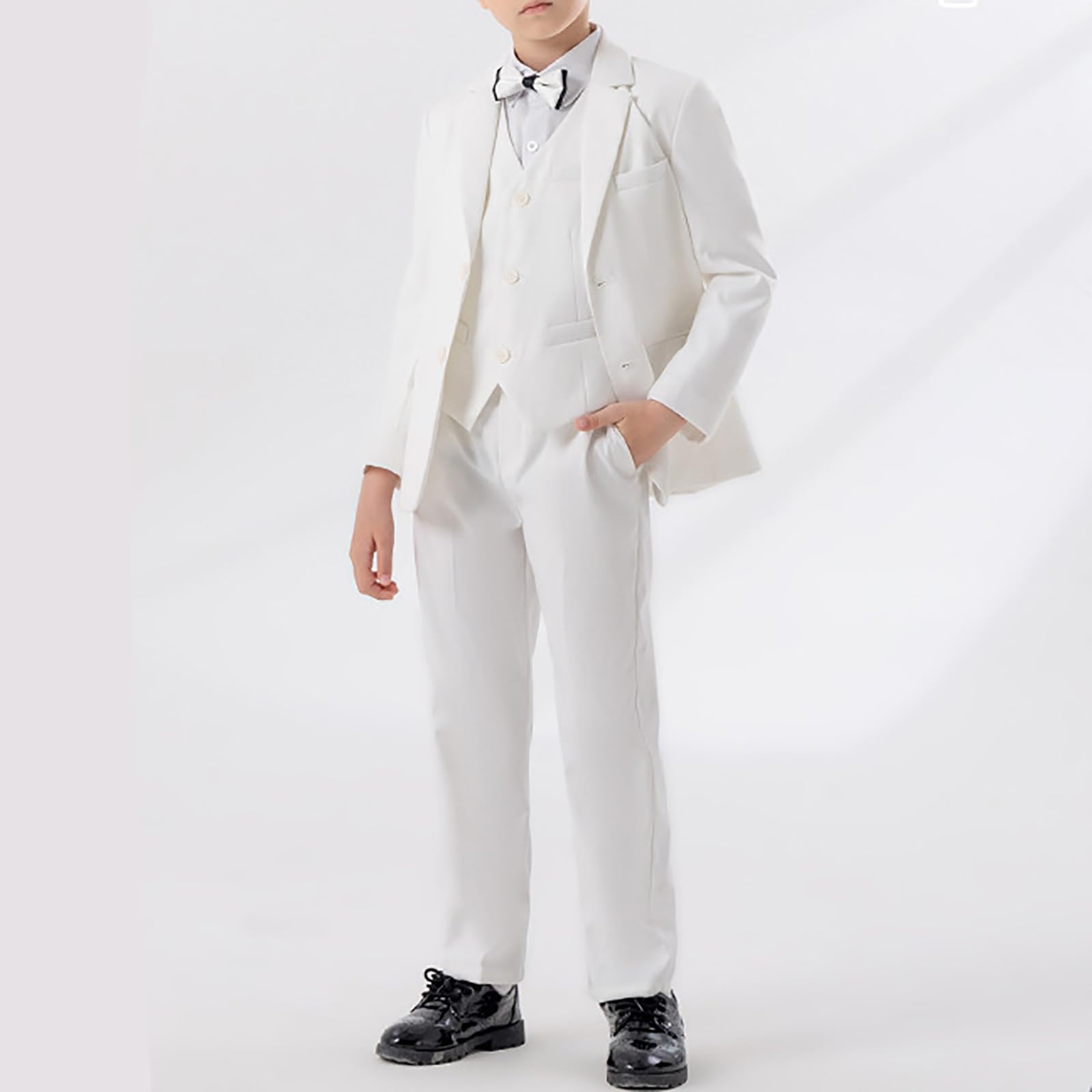 Conjunto De Traje para Niños 5 Piezas Abrigo Elegante Estilo Británico Elegante Pantalones Pajarita Práctica Festivo Fiesta Cumpleaños De Ajustado para Bodas Bautizos Y Eventos Formales Infantiles
