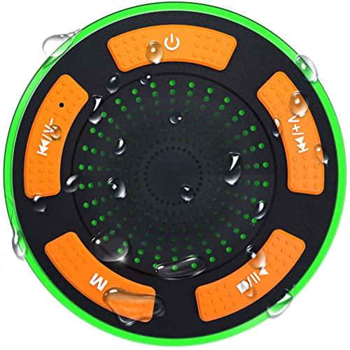 Hadisala Altavoz Bluetooth para Ducha, Altavoces Impermeables IPX7 con Luces LED de Estado de ánimo, Altavoz inalámbrico portátil con Sonido estéreo de Graves Ricos y micrófono para Fiesta Cover