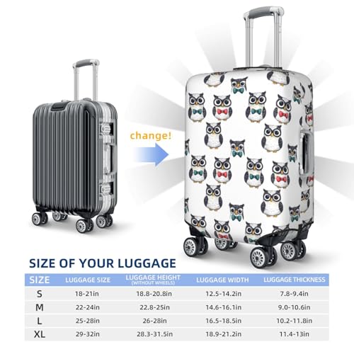 Luggage Cover Protector - Bow Tie Owl Print Suitcase Covers for Luggage Fit 25-28 Inch Suitcase2