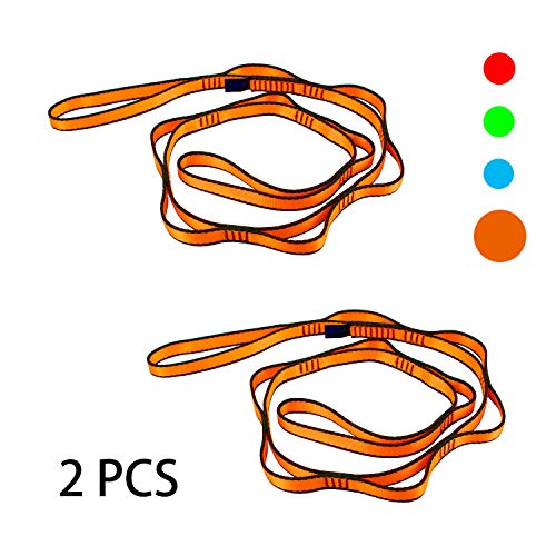 Geelife Daisy Chain Rope 2 pcs Looped Strong Straps 23 kN Climbing Lanyard Nylon Daisy Chains Multi Loop Aerial Yoga Webbing Sling 53 Inches (Orange)