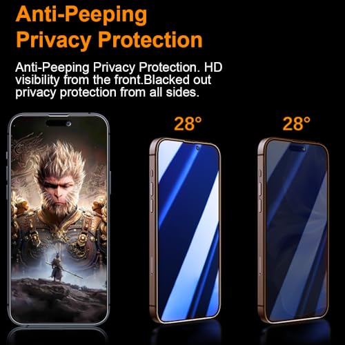 Image of OneFish Screen Protector Glass for iPhone 14 Pro Max / 15 Plus, 9H Glass Scratch Resistant, Dynamic Island Compatible, HD Clarity Tempered Film with Installation Frame, Easy Installation, 2Pack.