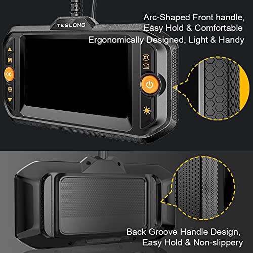 Dual Lens Industrial Endoscope, 1080P Digital Borescope Inspection Camera With 7.0Mm Ip67 Waterproof Camera, Sewer Camera With 4.3" Lcd Screen, 7 Led Lights,16.5Ft Semi-Rigid Cable, 32Gb Card #TOP6
