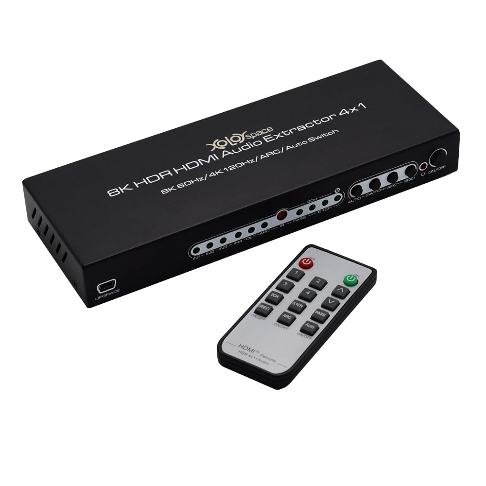 Conmutador de matriz HDMI 4X2 selecciona cualquiera de las cuatro entradas HDMI HDR a una salida HDMI HDR y una salida HDMI solo para audio soporta hasta 8 K 60 Hz HDR con ARC SPDIF