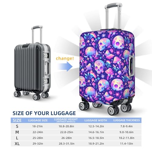 VOSERY Luggage Cover Protector Suitcase Cover - colorful mushroom Skull rainbow High Elasticity Suitcase Covers Protector for Luggage (No Luggage)2