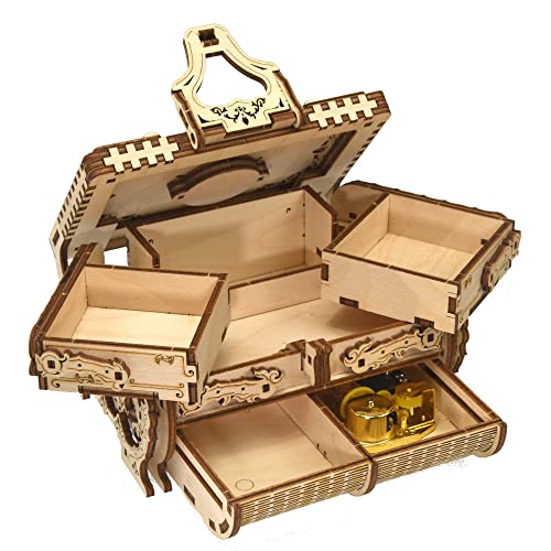 Koolshare Uguter 3D Wooden Puzzle Mechanical Treasure Box Jewelry Storage Music Box Kit Diy Home Decoration Laser-Cut Mother'S Day Stunning Gifts For Adults Teens Kids thumb #2