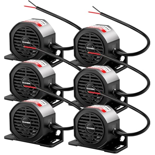 OXAMBIR Back up Alarm for Trucks 110dB 12V-48V DC Industrial Heavy-Duty Backup Reverse Warning Alarm Super Loud Beeper for Truck Van Freight Car Lorry Heavy Vehicles Equipped with Wires 6Pcs
