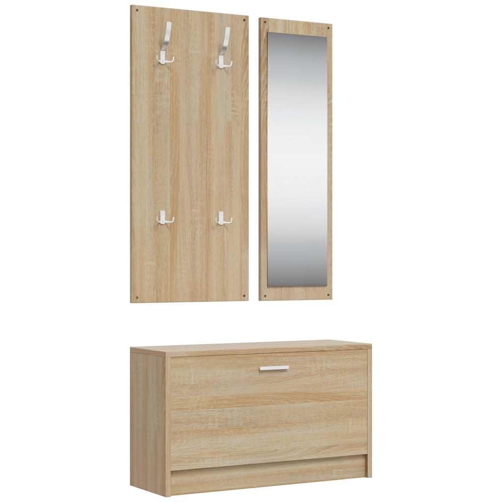 vidaXL 3-in-1 Schuhschrank-Set Sonoma-Eiche Holzwerkstoff