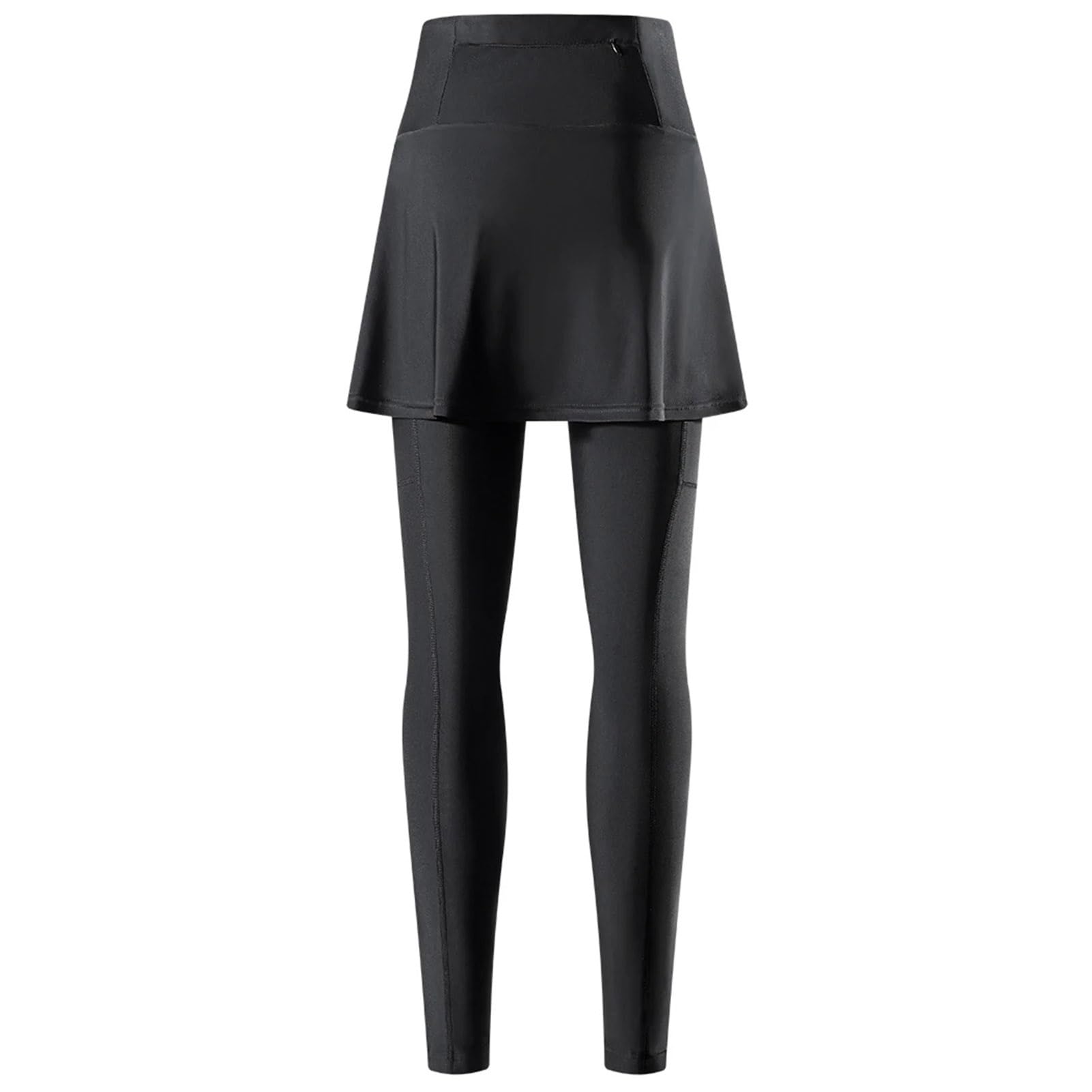 Radlerhose Damen Lang Gepolstert mit Rock, Fahrradhose Frauen Leggings High Waist Fahrradrock Atmungsaktiv Schnell Trocknend Radhose mit Tasche(M)