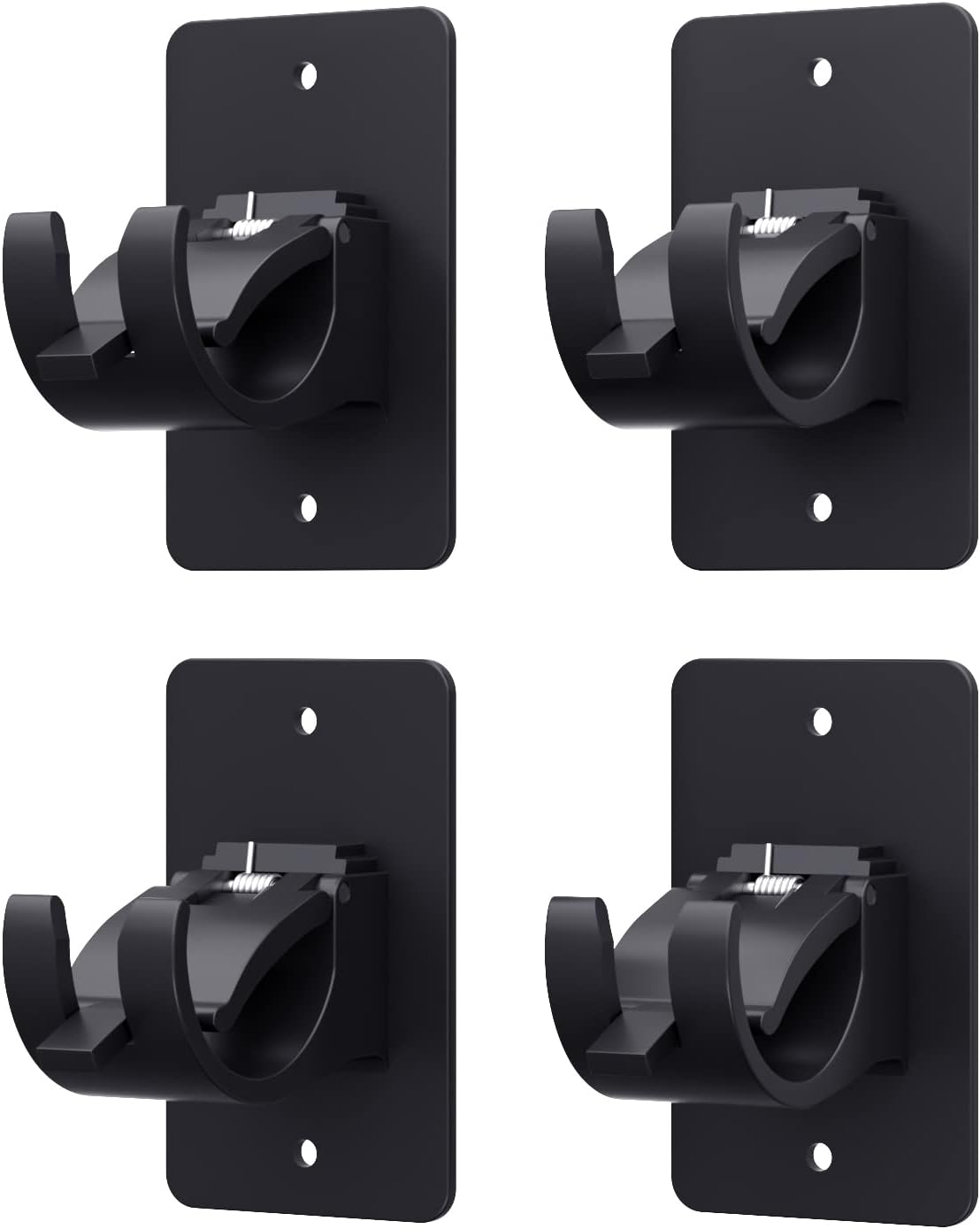 AMZONHOME 4 Pieces Self Adhesive Curtain Rod Bracket, Universal Plastic Curtain Rod Holders, No Drill Curtain Rod Brackets Curtain Rod Hooks for Bathroom, Bedroom, Livingroom, Kitchen (Black)