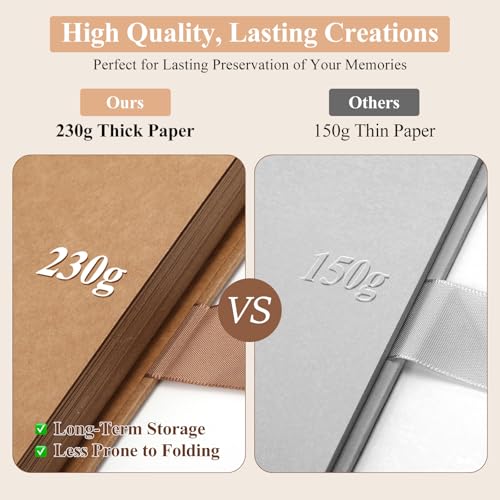 DazSpirit DIY Scrapbook Photo Album with Ribbon, 80 Pages/40 Sheets Scrap Book Rectangle Hardcover Photo Book - Image 3