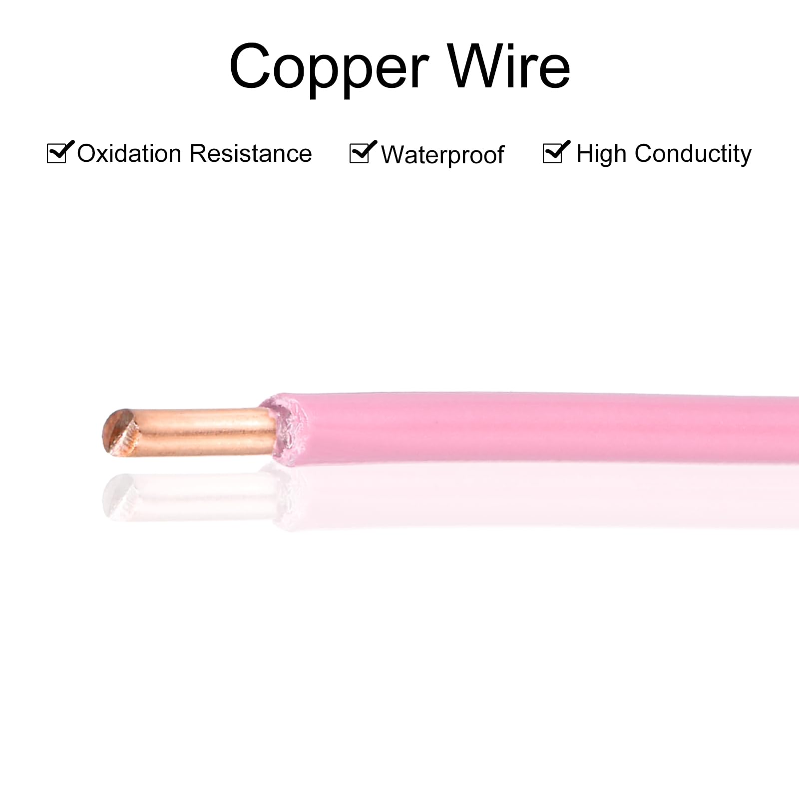 QUARKZMAN 100 Pies Cable Eléctrico Aislado Cobre Sólido 12AWG Cable De Conexión THHN Cable Residencial Industrial Para Puesta A Tierra Clasificado Para 600 Voltios Listado UL Rosa