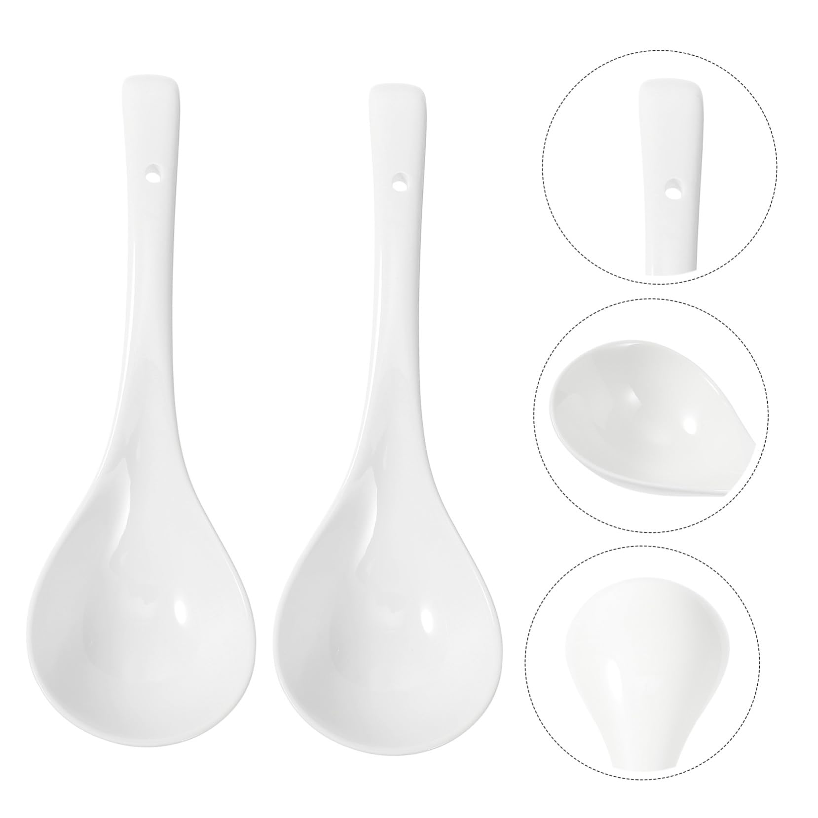 DOITOOL Cucharas Grandes de Porcelana para Sopa Cucharones Resistentes con Mango para Cocina para Hogares Restaurantes y Regalos
