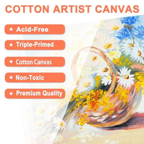 5 Packs Canvas for Painting - 30 x 40 cm(12" x 16"), Blank Canvas Panels Board for Acrylic Painting, Oil Paint & Wet Water Art Media, A3 Canvases for Professional Artist, Hobby Painters & Beginners - Image 2
