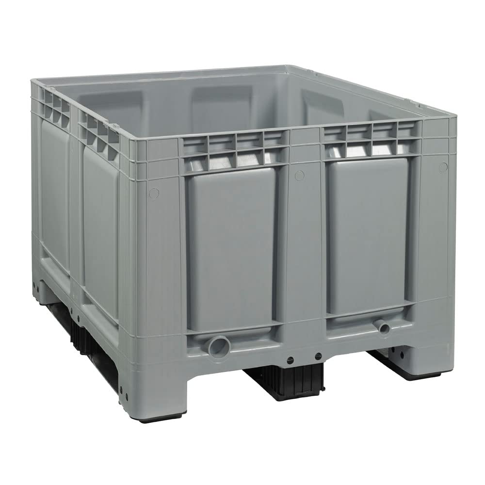Logiplast 3 Stück Palettenbox LxBxH: 1200 x 1000 x 790 mm geschlossen mit 3 Kufen in grau