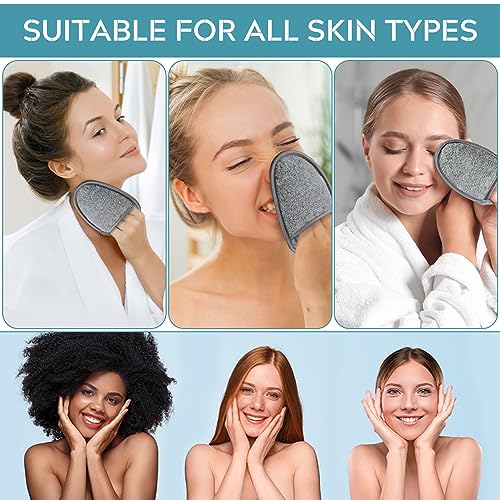 KinHwa Makeup Entferner Pads Wiederverwendbare Abschminkpads Waschbar Bambus Mikrofaser Abschminkpads Gesicht Superweich Gesichtsreinigungs Pads Mit Wäschebeutel Hellgrau 12Stück