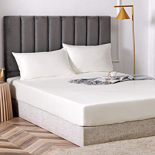 Lit de taille avec drap-housse ajusté en coton et soie pour chambre