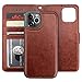 Bocasal Compatible with iPhone 12 & iPhone 12 Pro Wallet Case with Card Holder PU Leather Magnetic Detachable Kickstand Shockproof Wrist Strap Removable Flip Cover 6.1 inch (Brown)