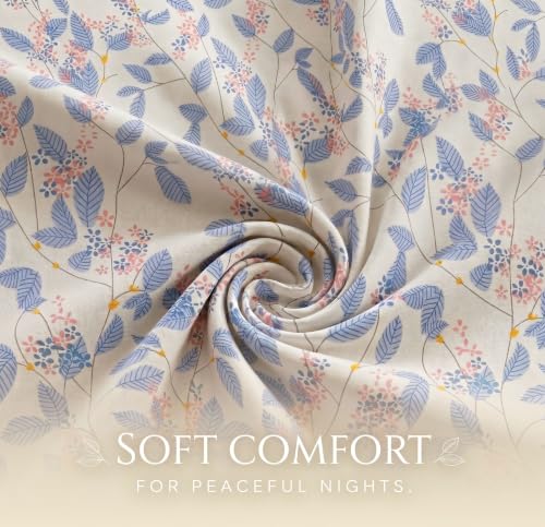 Image of BSB HOME 210 TC Cotton Feel Single Bedsheet with 1 Pillow Cover, Soft & Breathable Floral Printed Bed Sheet, Fade Resistant, Bedding for Home & Bedroom, 60 x 90 Inches (152 x 229 cm) (Oatmeal)