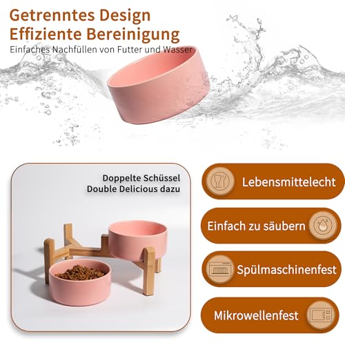 Hundenapf Set Erhöht Hunde Napfset - Doppel Napf Hund Keramik mit rutschfestem Ständer - Erhöhte Futterstation Hund 2er Set für Futter und Wasser - Ideal für kleine und mittelgroße Hunde - 2 x 850 ml