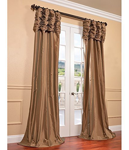 Image of HPD Half Price Drapes Ruched Faux Taffeta Silk Curtains for Living Room 50 X 120 (1 Panel), PTCH-206-120-RU, Gold Nugget