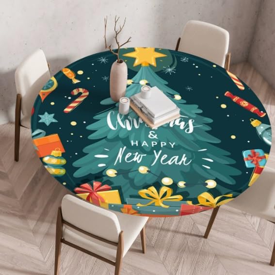Nappe ronde de Noël 110cm pour habiller la table des fêtes