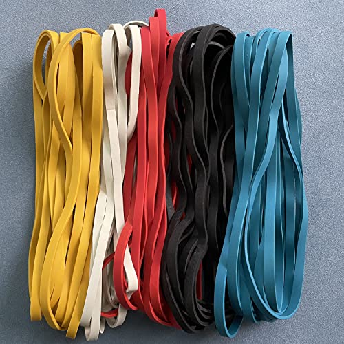 Amuu Rubber Bands Large 50 Pack 5 Colors 8Inch Big Black White Blue Red Yellow Rubber Band Trash Can Band Set Elastic Bands For Office Supply File Folders Box Books Gifts Notebook #TOP6