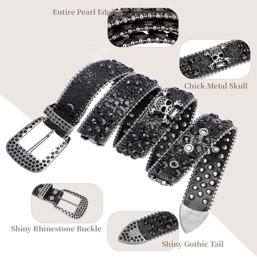 Bling Western Genuine Leather Belts for Men, Sparkly Rhinestone Cowboy Belt4